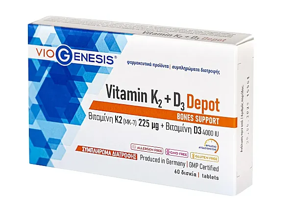 VioGenesis Vitamin K2 + Vitamin D3 Depot 60 tabs